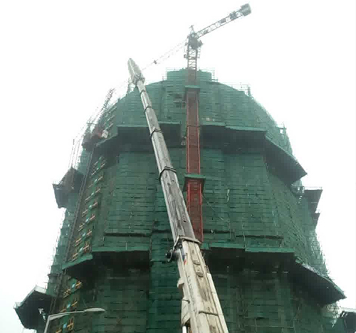 福田吊车在工地上作业